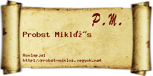 Probst Miklós névjegykártya